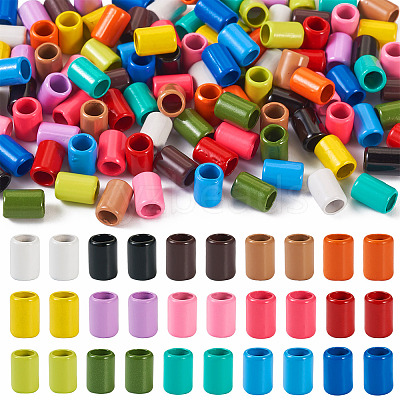 120Pcs 15 Colors Column Rack Plating Spray Painted Alloy Beads for Jewelry Making FIND-TA0002-74-1