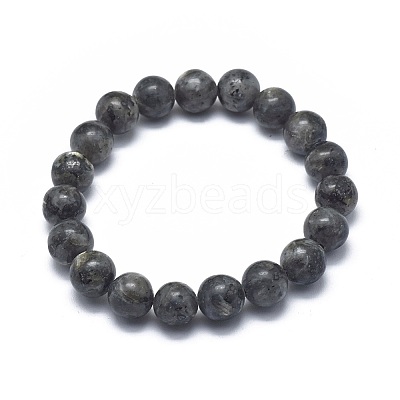 Natural Larvikite Bead Stretch Bracelets X-BJEW-K212-B-046-1