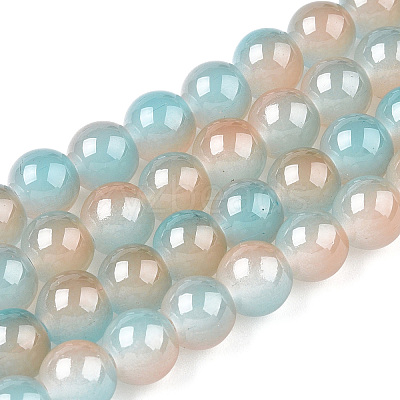 Baking Paint Imitation Jade Glass Round Bead Strands DGLA-N003-6mm-05-1