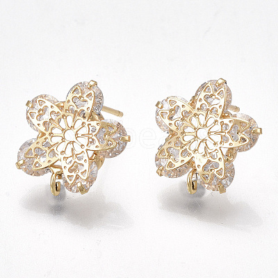 Brass Stud Earring Findings KK-T038-490G-1