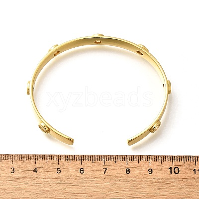 Clear Cubic Zirconia Flat Round Open Cuff Bangle BJEW-J165-07G-1