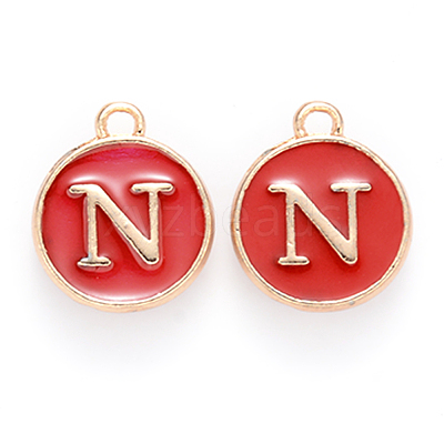 Golden Plated Alloy Enamel Charms X-ENAM-S118-03N-1