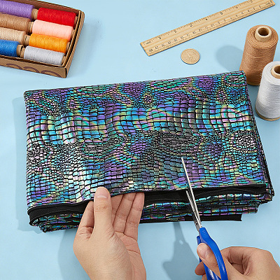 Polyester Elastic Fabric with Crocodile Pattern DIY-PH0036-91B-1