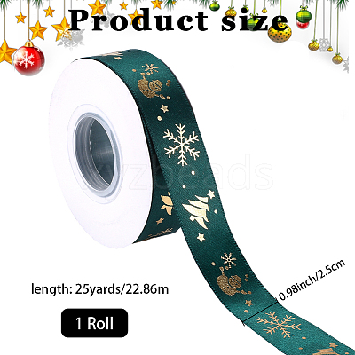 1 Roll Christmas Printed Polyester Grosgrain Ribbons OCOR-CY0002-93-1