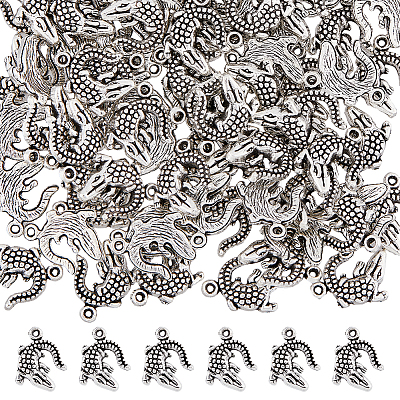 100Pcs Crocodile Tibetan Style Alloy Pendants FIND-DC0004-02-1