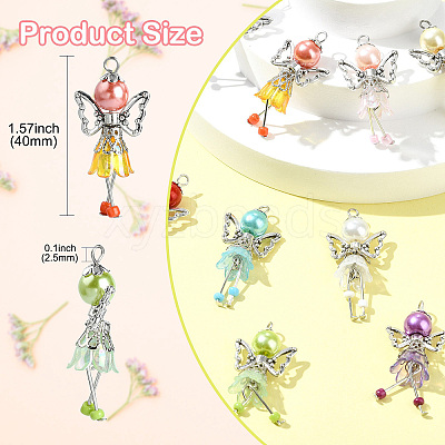 30Pcs 10 Styles Handmade Glass Pearl Beads Pendants PALLOY-CJD00004-1