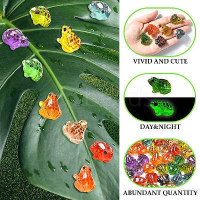 40Pcs 10 Colors Luminous Resin Frog Display Decorations RESI-SP0001-40-1