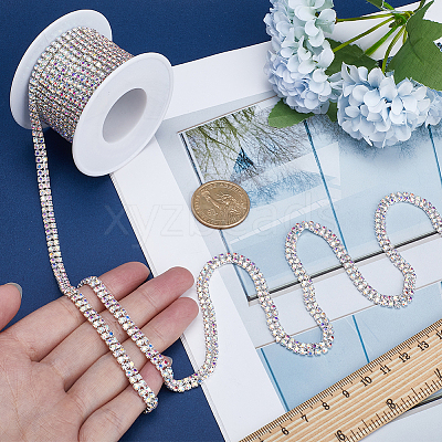 Silver Iron Rhinestone Strass Chains CH-WH0009-04S-02-1
