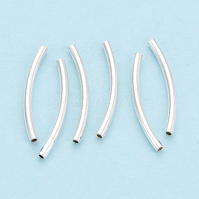 925 Sterling Silver Curved Tube Beads STER-N016-124S-1