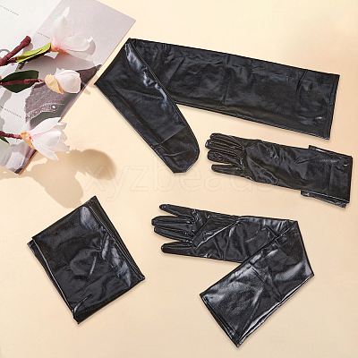 Imitation Leather Long Gloves & Stockings Sets AJEW-CL0002-99B-1