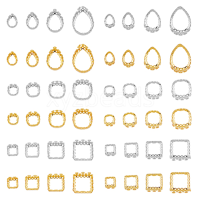 48Pcs 24 Style Brass Sew on Prong Settings KK-FH0006-93-1