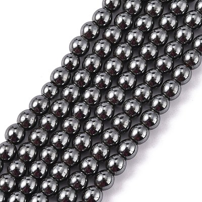 Non-Magnetic Synthetic Hematite Beads Strands G-H1624-4mm-1-1