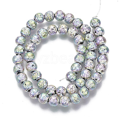 Electroplated Natural Lava Rock Beads Strands X-G-S352-30B-03-1