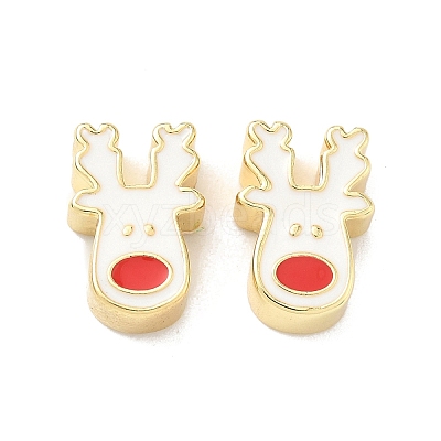 Christmas Brass Enamel Beads KK-I474-G14-1