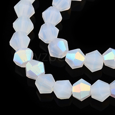Imitation Jade Bicone Frosted Glass Bead Strands EGLA-A039-J6mm-MB05-1
