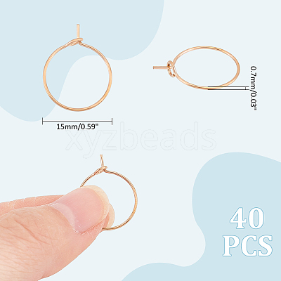 40Pcs 316L Surgical Stainless Steel Hoop Earring Findings STAS-UN0053-41RG-1