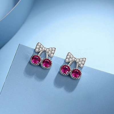 925 Sterling Silver Micro Pave Cubic Zirconia Stud Earrings EJEW-B144-02S-1