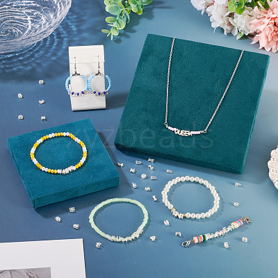 6Pcs 925 Sterling Silver Hollow Initial Beads STER-TA0001-53S-1
