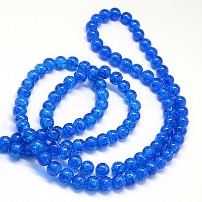Baking Paint Transparent Crackle Glass Round Bead Strands DGLA-Q018-6mm-69-1