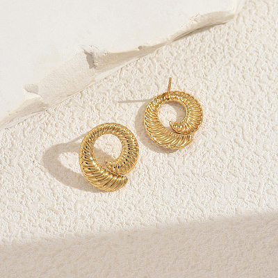 Vintage Stainless Steel Spiral Stud Earrings IO3625-1