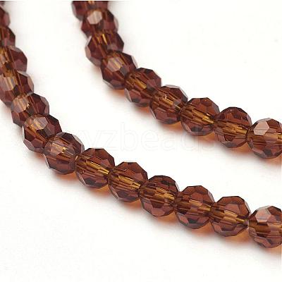 Faceted(32 Facets) Glass Round Beads Strands X-GF4mmC45-1