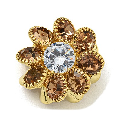 Brass Smoked Topaz Rhinestone Beads KK-I715-26S-01-1
