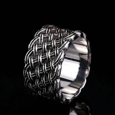 Knitted Textured 304 Stainless Steel Finger Rings FS-WG9203F-01-1