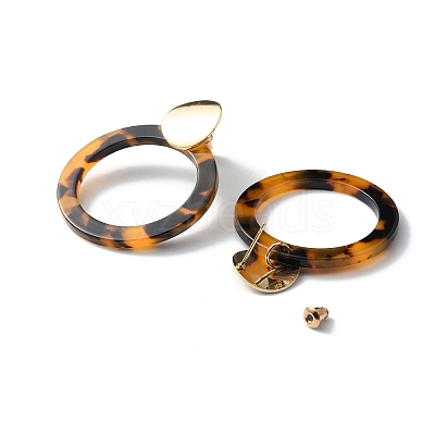 Acrylic Big Circle Ring Stud Earrings with Iron Pins for Women EJEW-WH0017-02P-1