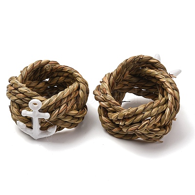 5Pcs 5 Styles Gourd Grass with Opaque Resin Napkin Rings AJEW-PH01702-1