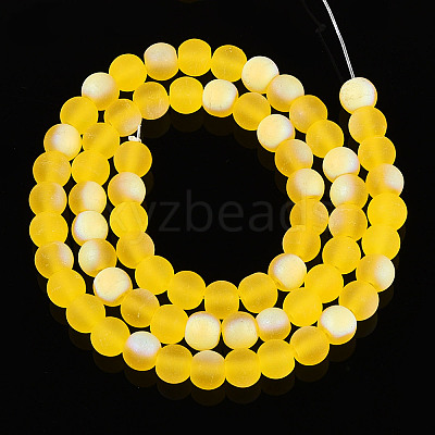 Frosted Transparent Glass Beads Strands GLAA-T032-T6mm-MBB11-1