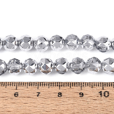 Electroplate Transparent Glass Round Beads Strands EGLA-T029-8mm-12T-04-1