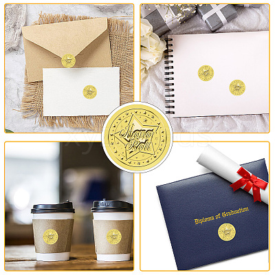 Gold Foil Paper Picture Stickers STIC-WH0030-001-1