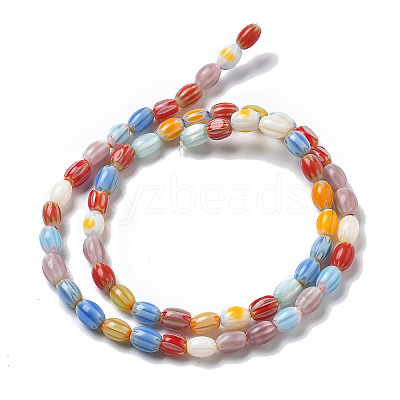 Handmade Millefiori Lampwork Beads Strands LAMP-F035-02-1