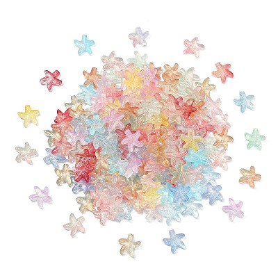 100Pcs Two Tone Transparent Glass Beads GLAA-CJ0001-84-1