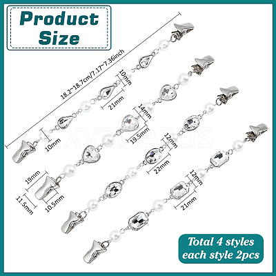 8Pcs 4 Styles Alloy Cardigan Clips HJEW-PH02390-1