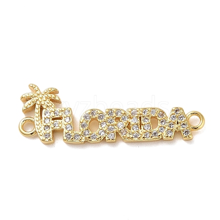 Beach Theme Rack Plating Brass Micro Pave Clear Cubic Zirconia Connector Charms KK-P261-07A-G-1
