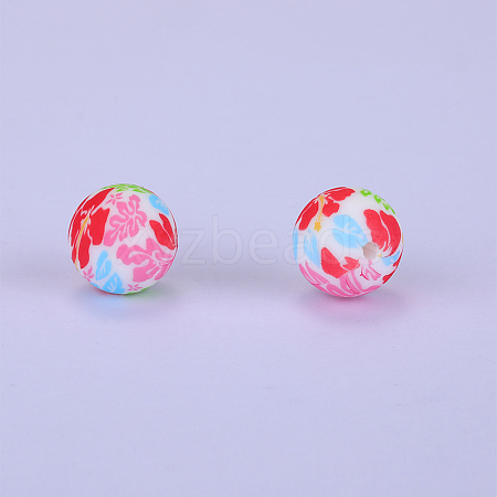 Printed Round Silicone Focal Beads SI-JX0056A-36-1