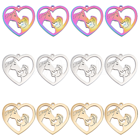 24Pcs 3 Colors 304 Stainless Steel Pendants STAS-DC0012-04-1