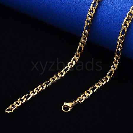 PVD Vacuum Plating 304 Stainless Steel Figaro Chain Necklaces NJEW-S420-003B-G-1