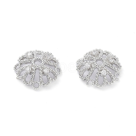Rack Plating Brass Cubic Zirconia Bead Cap KK-A183-77P-1