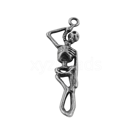 Skull Tibetan Style Alloy Pendants TIBEP-R344-49AS-LF-1