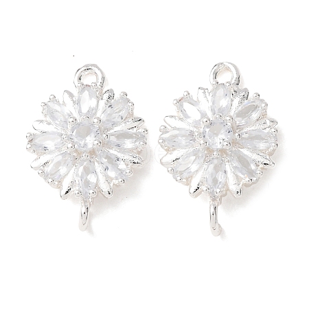 Brass Pave Clear Cubic Zirconia Connector Charms CU-CBAEC99-09S-1