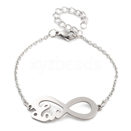 Non-Tarnish Stainless Steel Cable Chain Link Bracelets for Women Men STAS-Z061-01P-06-1