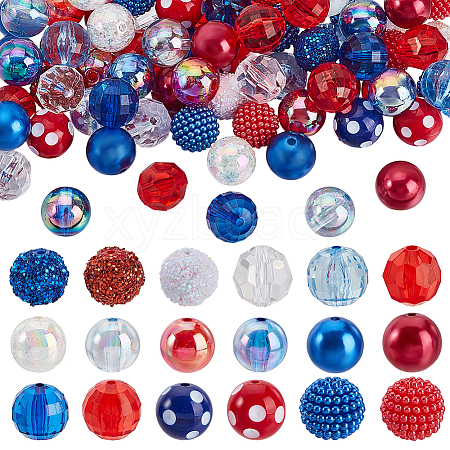 100Pcs Round Acrylic & ABS Plastic Imitation Pearl Beads OACR-GA0001-31-1