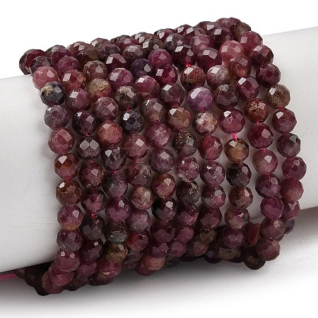 Natural Red Tourmaline Beads Strands G-A318-A01-4mm-01-1