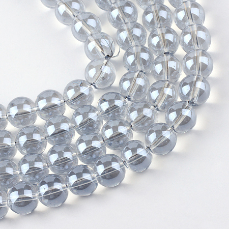 Electroplate Glass Beads Strands EGLA-Q062-8mm-A07-1