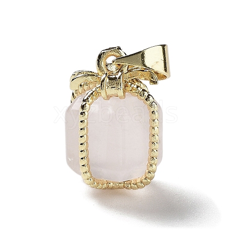 Natural Rose Quartz Gift Box Charms G-P523-01G-01-1