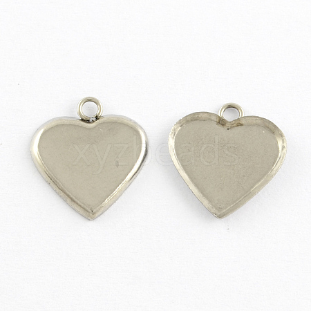 Heart Stainless Steel Cabochon Settings Pendants X-STAS-Q168-11-1