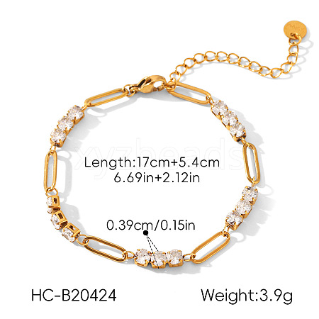 Brass Crystal Rhinestone Geometric Link Chain Bracelets for Women WGE9475-02-1