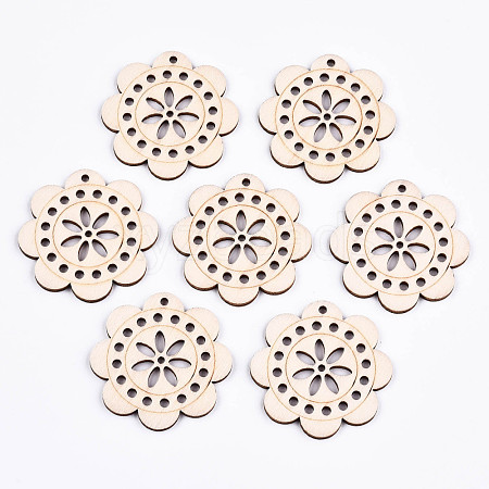 Undyed Natural Wooden Pendants WOOD-S058-053-1